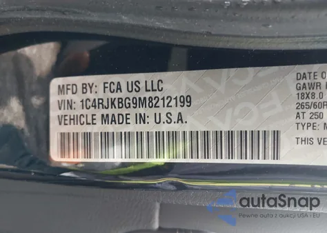 2021 Jeep Grand Cherokee L Limited 4X4 z USA, uszkodzony, nr VIN 1C4RJKBG9M8212199